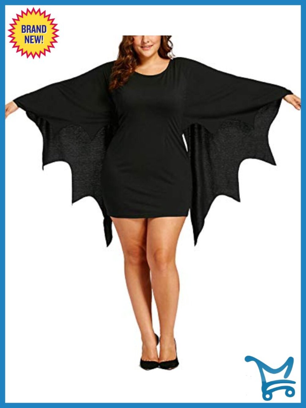 Plus Size Bat Wing Sleeve T Shirt Dress Flowy Tunic Top Halloween Costume
